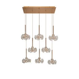 Salisbury 8 Light G9 2m Rectangle Multiple Ceiling Pendant With French Gold And Crystal Shade - thumbnail 5