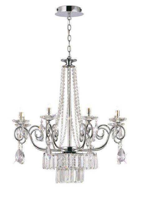 Eden Ceiling Pendant Chandelier 8 Light G9 Polished Chrome, Crystal - image 1