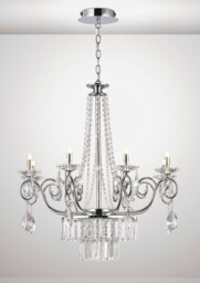 Eden Ceiling Pendant Chandelier 8 Light G9 Polished Chrome, Crystal - thumbnail 2