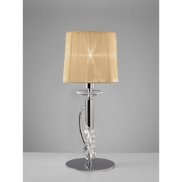 Tiffany Table Lamp 1+1 Light E14+G9, Polished Chrome With Soft Bronze Shade & Clear Crystal - thumbnail 2