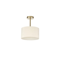 Baymont Antique Brass E27 Semi Flush With 30cm x 17cm Faux Silk Shade, Ivory Pearl/White Laminate - thumbnail 5