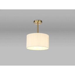 Baymont Antique Brass E27 Semi Flush With 30cm x 17cm Faux Silk Shade, Ivory Pearl/White Laminate - thumbnail 2