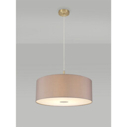 Baymont Antique Brass E27 Single Pendant With 60cm x 22cm Faux Silk Shade, Grey/White Laminate - thumbnail 2
