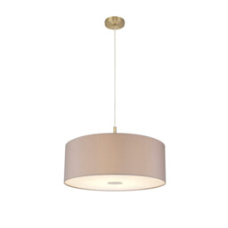 Baymont Antique Brass E27 Single Pendant With 60cm x 22cm Faux Silk Shade, Grey/White Laminate - thumbnail 5