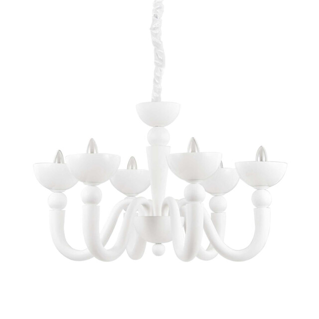 Bon Bon  6 Light Multi Arm Chandelier White Finish, E14