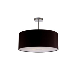 Baymont Polished Chrome E27 Semi Flush With 50cm x 20cm Dual Faux Silk Shade, Black/Green Olive - thumbnail 5