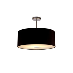 Baymont Polished Chrome E27 Semi Flush With 50cm x 20cm Dual Faux Silk Shade, Black/Green Olive