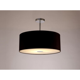 Baymont Polished Chrome E27 Semi Flush With 50cm x 20cm Dual Faux Silk Shade, Black/Green Olive - thumbnail 2