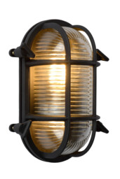 Dudley Retro Oval Bulkhead Wall Light Outdoor - 1xE27 - IP65 - Black - thumbnail 1