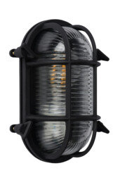 Dudley Retro Oval Bulkhead Wall Light Outdoor - 1xE27 - IP65 - Black - thumbnail 3