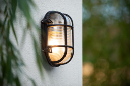 Dudley Retro Oval Bulkhead Wall Light Outdoor - 1xE27 - IP65 - Black - thumbnail 5