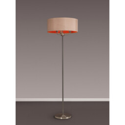 Banyan 3 Light Switched Floor Lamp With 50cm x 20cm Dual Faux Silk Shade, Antique Gold/Ruby Satin Nickel/Antique Gold - thumbnail 2