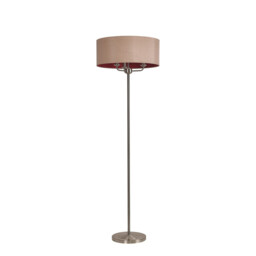 Banyan 3 Light Switched Floor Lamp With 50cm x 20cm Dual Faux Silk Shade, Antique Gold/Ruby Satin Nickel/Antique Gold - thumbnail 5