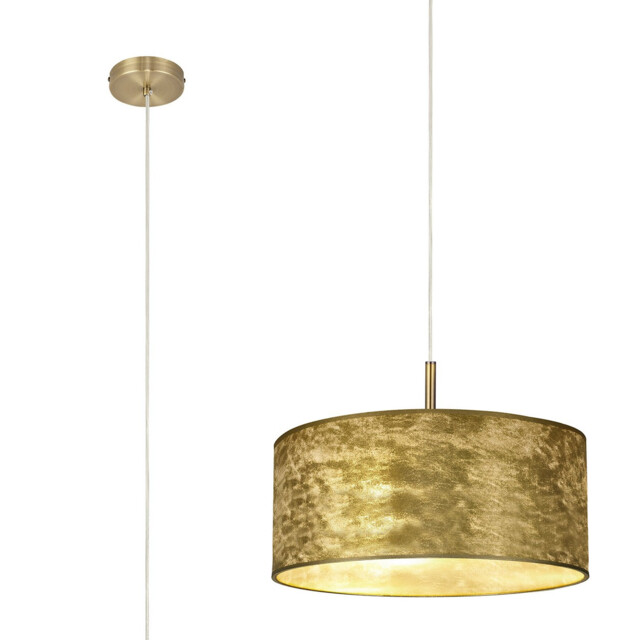 Baymont Antique Brass 3 Light E27 Single Pendant With 50cm x 20cm Gold Leaf Shade - image 1