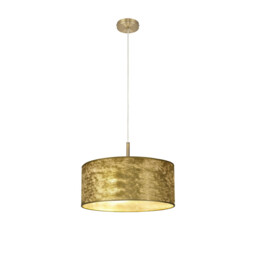 Baymont Antique Brass 3 Light E27 Single Pendant With 50cm x 20cm Gold Leaf Shade - thumbnail 5