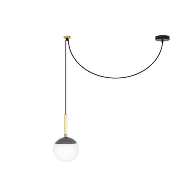 Mine 1 Light Globe Ceiling Pendant Wood, Dark Grey, E27 - image 1
