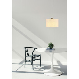 Thea Cylindrical Pendant Ceiling Light Matt Gunmetal, Linen Cream Shade, LED 3000K - thumbnail 2
