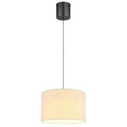 Thea Cylindrical Pendant Ceiling Light Matt Gunmetal, Linen Cream Shade, LED 3000K - thumbnail 1