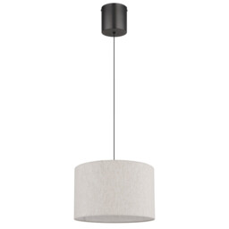 Thea Cylindrical Pendant Ceiling Light Matt Gunmetal, Linen Cream Shade, LED 3000K - thumbnail 3