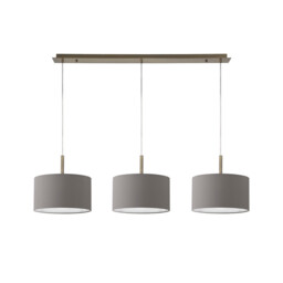 Baymont Antique Brass 3 Light E27 Linear Pendant With 30cm x 17cm Faux Silk Shade, Grey/White Laminate - thumbnail 5