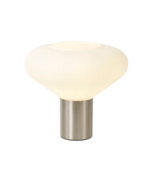 Corinth Wide Table Lamp, 1 x E27, Satin Nickel, Opal Glass - thumbnail 1