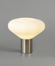 Corinth Wide Table Lamp, 1 x E27, Satin Nickel, Opal Glass - thumbnail 3