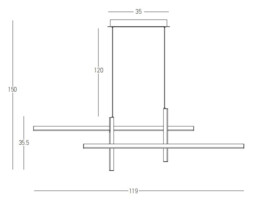Apollona 119cm Bar Pendant Ceiling Light Gold Matt LED 3000K Dimmable - thumbnail 5
