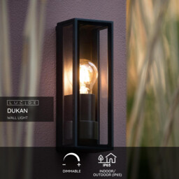 Dukan Modern Wall Lantern Light Outdoor - 1xE27 - IP65 - Black - thumbnail 2