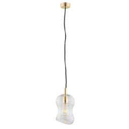 Deportivo Dome Pendant Ceiling Light Transparent, Brass Steel - thumbnail 1