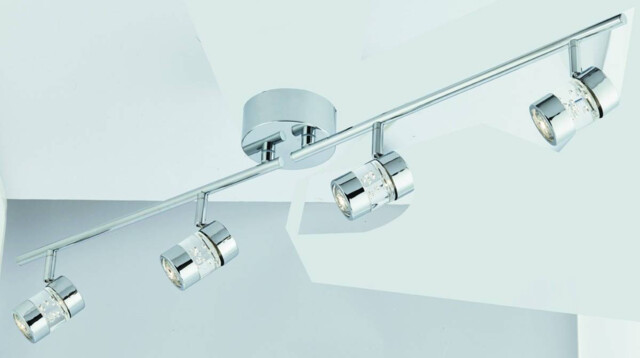 Bubbles LED 4 Light Adjustable Bathroom Ceiling Spotlight Bar Chrome, Bubble Effect IP44 - image 1