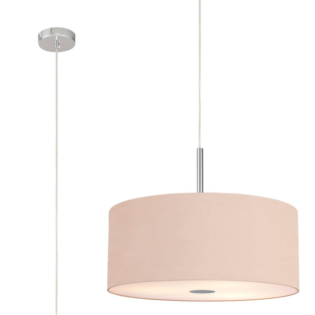 Baymont Polished Chrome 5 Light E27 Single Pendant With 60cm x 22cm Dual Faux Silk Shade, Antique Gold/Ruby - image 1