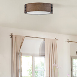 Hinkley Sawyer Cylindrical Ceiling Light Traditional Sequoia wood effect, rust Iron accents IP44 3x E14 - thumbnail 5