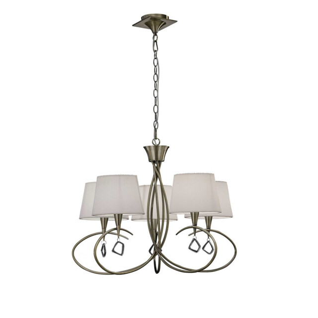 Mara Pendant 5 Light E14, Antique Brass Ivory White Shades - image 1