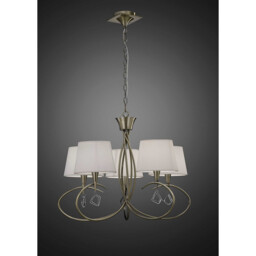 Mara Pendant 5 Light E14, Antique Brass Ivory White Shades - thumbnail 2