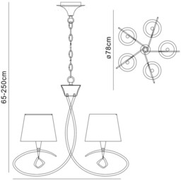 Mara Pendant 5 Light E14, Antique Brass Ivory White Shades - thumbnail 3