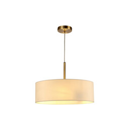 Baymont Antique Brass 3 Light E27 Single Pendant, With 45cm x 15cm Faux Silk Shade, Ivory Pearl/White Laminate - thumbnail 5