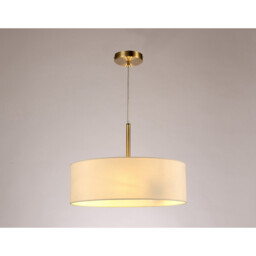 Baymont Antique Brass 3 Light E27 Single Pendant, With 45cm x 15cm Faux Silk Shade, Ivory Pearl/White Laminate - thumbnail 2
