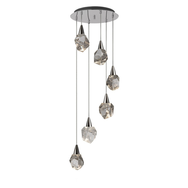 Aquaria 6 Light Cluster Pendant Ceiling Light Chrome, Transparent 3000K 2700Lm - image 1