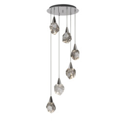 Aquaria 6 Light Cluster Pendant Ceiling Light Chrome, Transparent 3000K 2700Lm - thumbnail 1