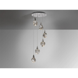 Aquaria 6 Light Cluster Pendant Ceiling Light Chrome, Transparent 3000K 2700Lm - thumbnail 3
