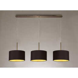 Baymont Antique Brass 3 Light E27 Linear Pendant With 30cm x 17cm Dual Faux Silk Shade, Midnight Black/Green Olive - thumbnail 2