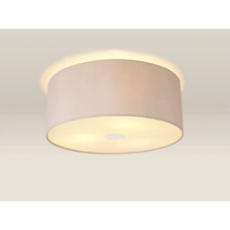 Baymont Polished Chrome 3 Light E27 Flush Ceiling With 50cm x 20cm Dual Faux Silk Shade Nude Beige/Moonlight - thumbnail 2