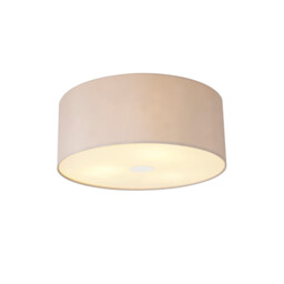 Baymont Polished Chrome 3 Light E27 Flush Ceiling With 50cm x 20cm Dual Faux Silk Shade Nude Beige/Moonlight