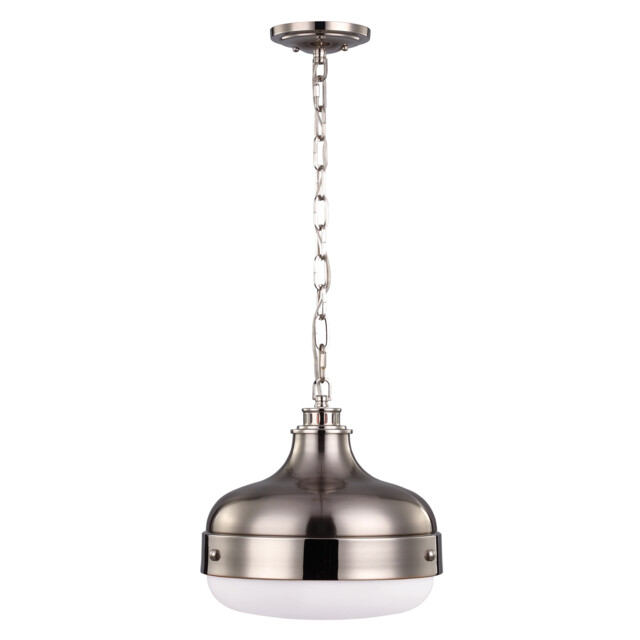 Cadence 2 Light Dome Ceiling Pendant Polished Nickel, Brushed Steel, E27