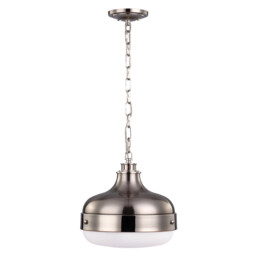 Cadence 2 Light Dome Ceiling Pendant Polished Nickel, Brushed Steel, E27