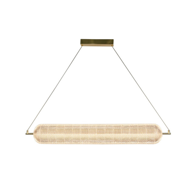 Capsule LED Convertible Celling Pendant, Satin Brass Metal and Acrylic Shade - image 1