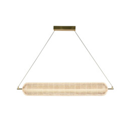 Capsule LED Convertible Celling Pendant, Satin Brass Metal and Acrylic Shade - thumbnail 1