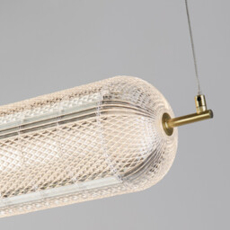Capsule LED Convertible Celling Pendant, Satin Brass Metal and Acrylic Shade - thumbnail 3