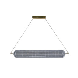 Capsule LED Convertible Celling Pendant, Satin Brass Metal and Acrylic Shade - thumbnail 2