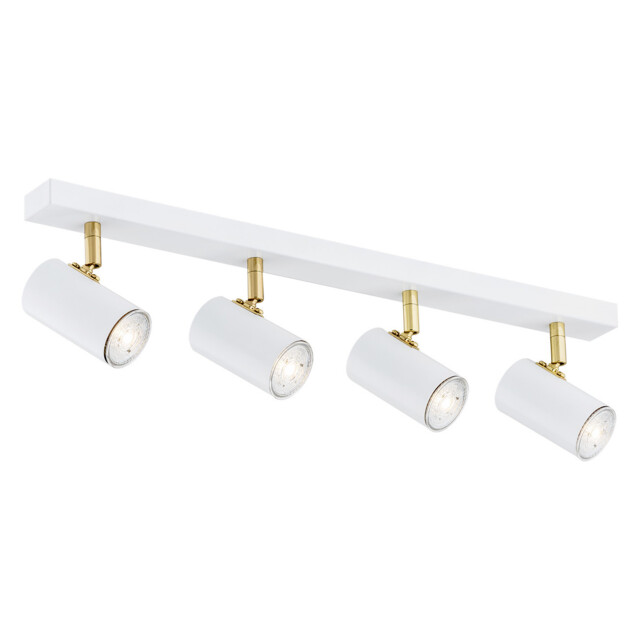 Lagos Ceiling 4 Light Spotlight Bar White Structure, Brass Elements - image 1